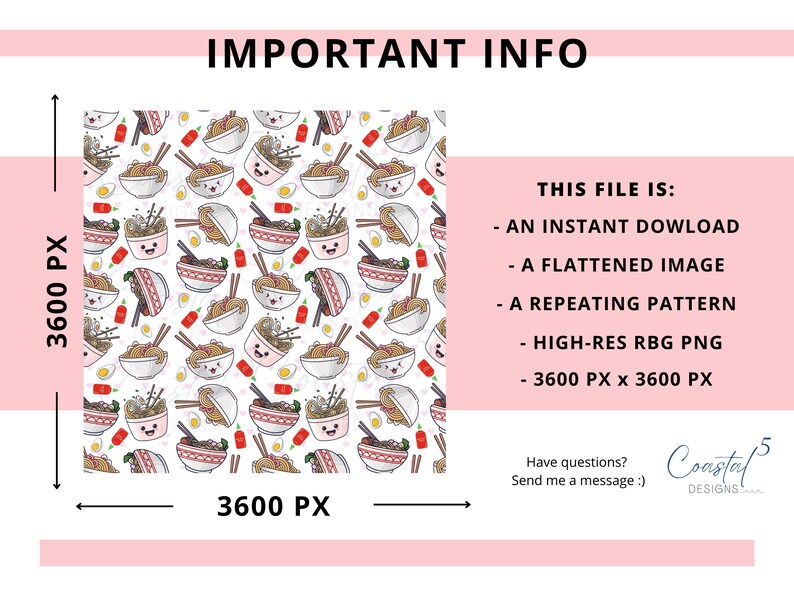 Cute Ramen Pattern Ramen Seamless Pattern | Ramen Pattern for Fabric Sublimation | Surface ...