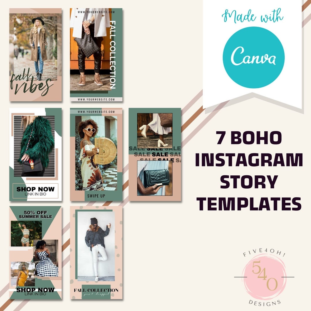Boho Instagram Story Template, Templates for Canva, Canva Templates ...