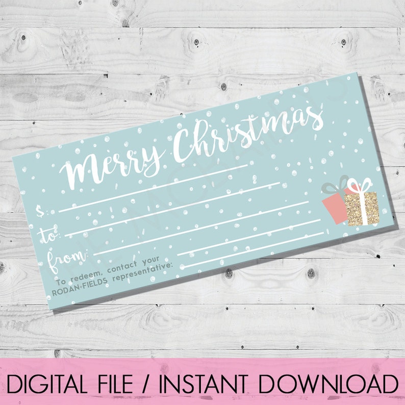 Rodan And Fields Christmas Gift Certificate INSTANT DOWNLOAD Etsy