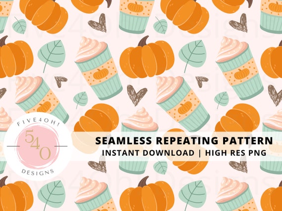 Fall Seamless Pattern | Pumpkin Spice Seamless Pattern | PSL | Pumpkin and Coffee Fall Pattern | Fall Pattern | Fall Pattern