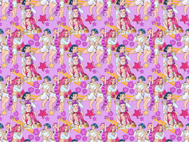 Kpop Hunters Seamless Pattern, K Pop Demon Pattern, Huntrix Digital ...