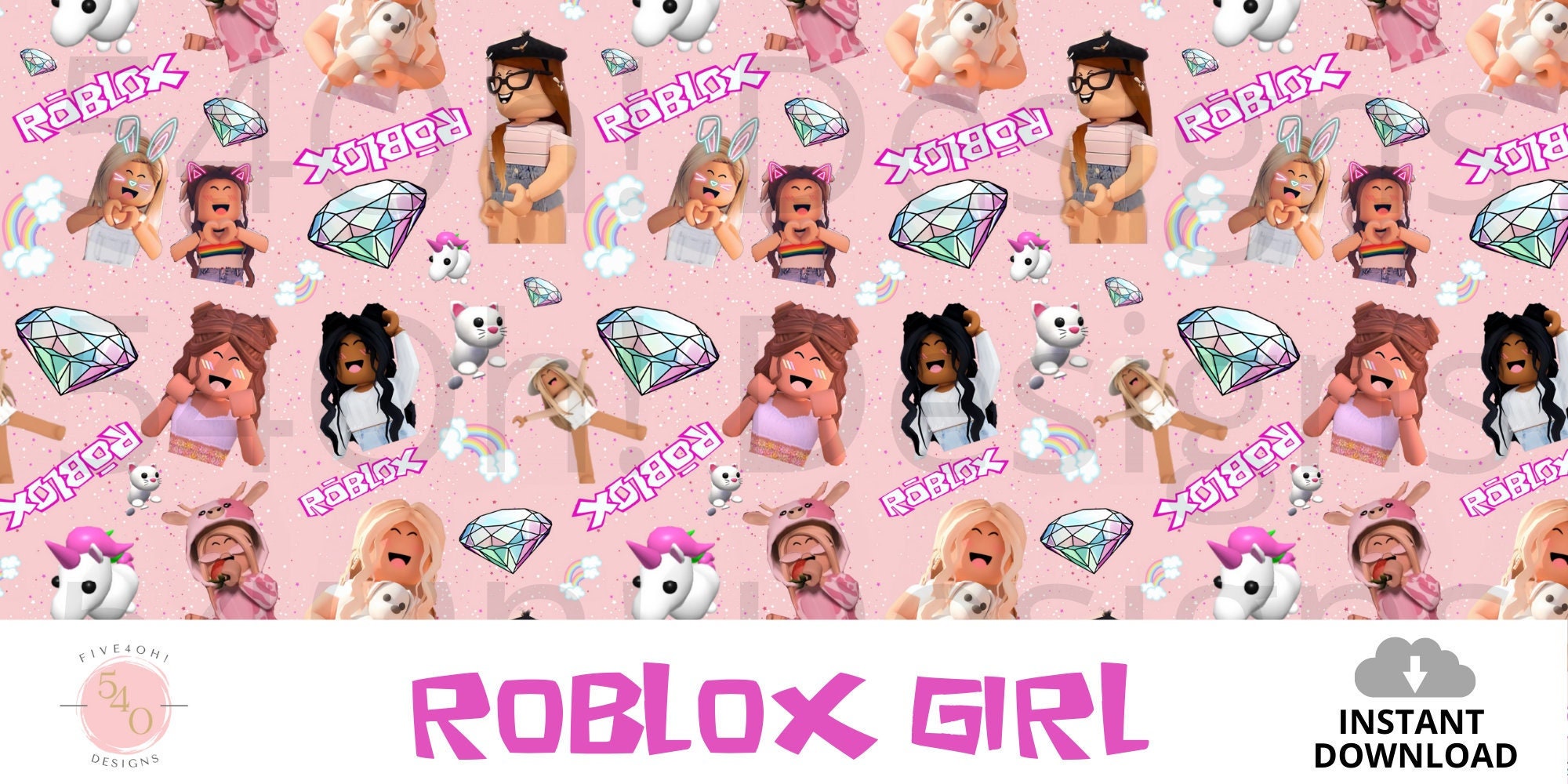 Roblox Girl Seamless Pattern Roblox Girls Digital Paper Etsy Hong Kong