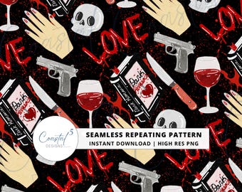 Dark Romance Seamless Pattern | Bookish Pattern | Book Lovers Seamless | Dark Romance PNG | Romantasy Seamless Pattern | Dark Romance PNG