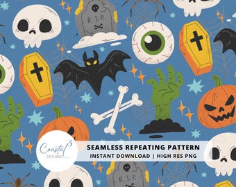 Jungen Halloween Nahtloses Muster, Jungen Halloween PNG, Halloween Digital Papier, Halloween Sublimation, Jungen Halloween Oberflächenmuster