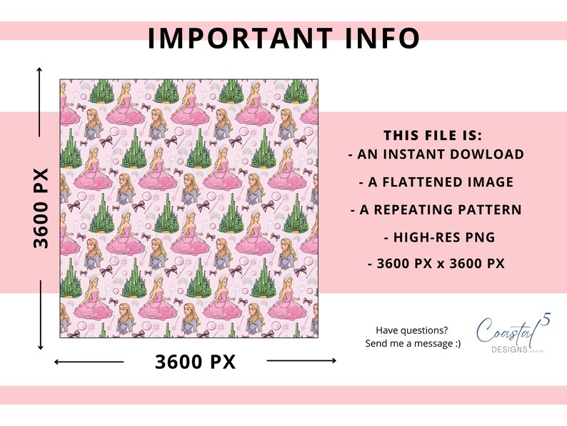 Wicked for Good seamless pattern. Wicked Seamless Pattern with pink background, Glinda, emerald city, Wicked 2 characters, magic wand, pink bows, and Glinda bubbles for sublimation, kids fabric, custom wrapping paper, digital scrapbooking, and more!
