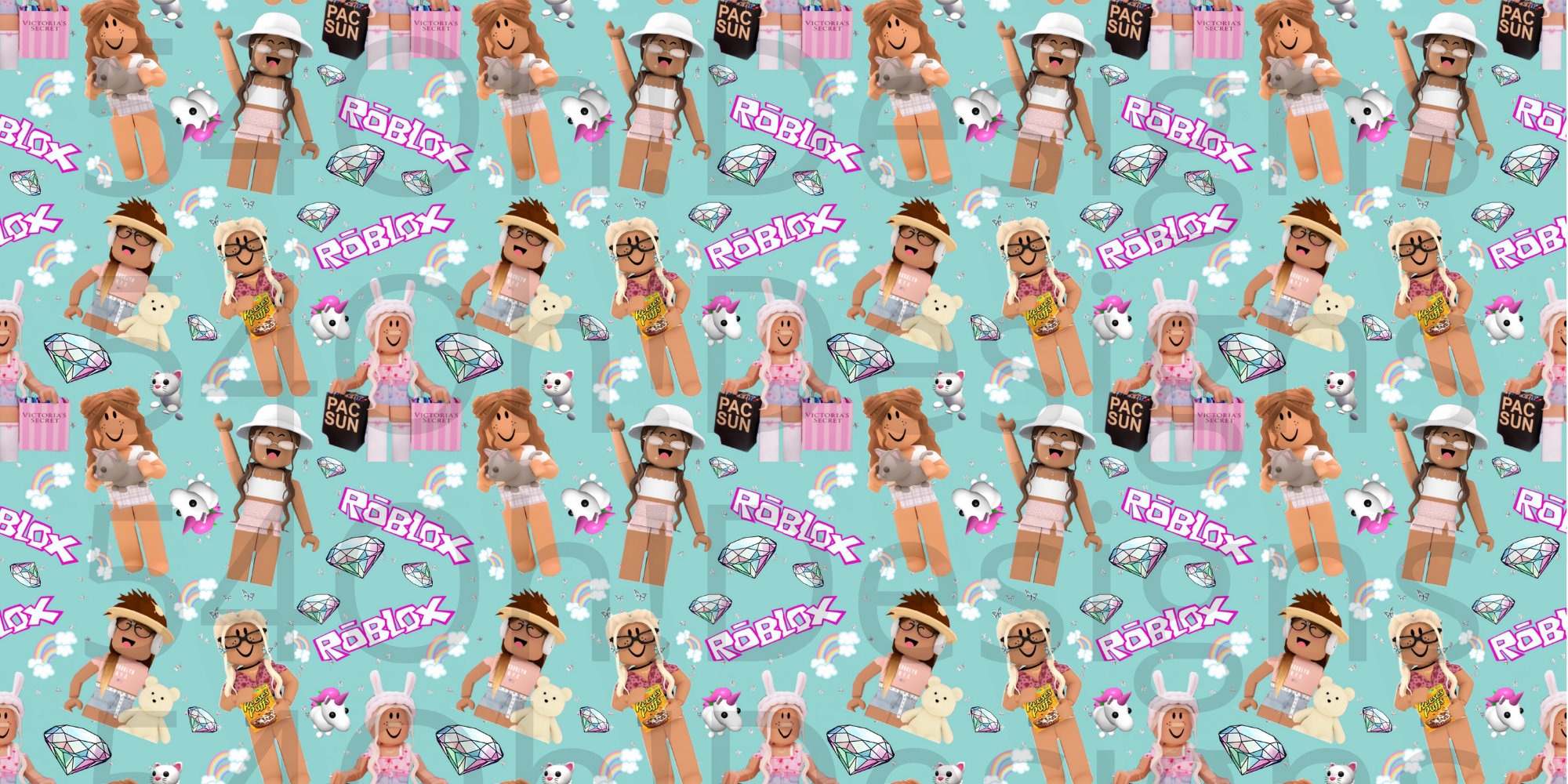 Roblox Girl Seamless Pattern for your Gamer Girl. Roblox 