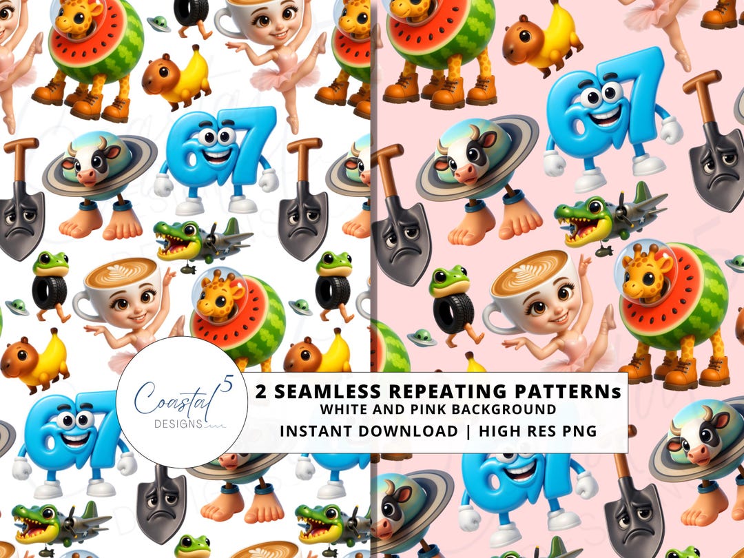 Italian Brainrot Seamless Pattern, Italian Meme Digital Paper, Tong ...