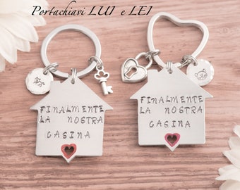 Engraved home keychain 1st home anniversary gift for couple