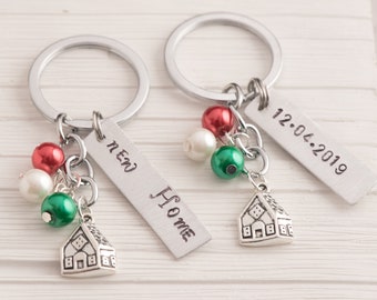 personalized first home keyring as custom up keychain set