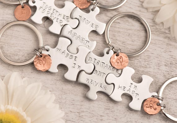 best friend puzzle keychain