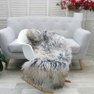 MONGOLIAN Curly Wool SHEEPSKIN RUG Single Natural Sheep Skin Hide Sofa Floor Chair Cover Lambskin G526 image 6