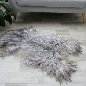 MONGOLIAN Curly Wool SHEEPSKIN RUG Single Natural Sheep Skin Hide Sofa Floor Chair Cover Lambskin G526 image 4