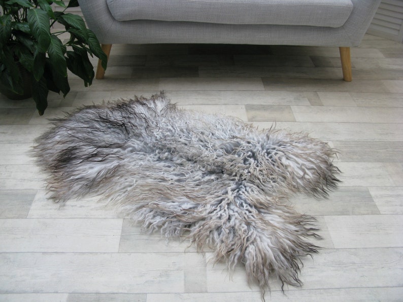 MONGOLIAN Curly Wool SHEEPSKIN RUG Single Natural Sheep Skin Hide Sofa Floor Chair Cover Lambskin G526 image 4