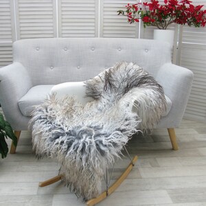 MONGOLIAN Curly Wool SHEEPSKIN RUG Single Natural Sheep Skin Hide Sofa Floor Chair Cover Lambskin G526 image 5