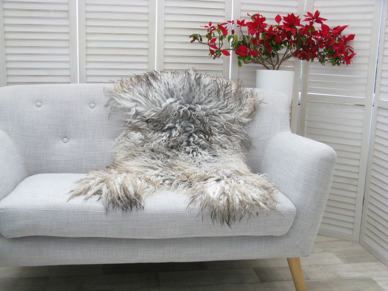 MONGOLIAN Curly Wool SHEEPSKIN RUG Single Natural Sheep Skin Hide Sofa Floor Chair Cover Lambskin G526 image 3