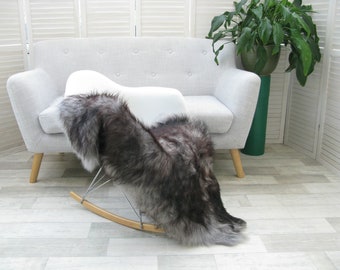 ICELANDIC Single SHEEPSKIN RUG Dyed Grey Brown Black Fluffy Soft Long Wool  Accent Rug Chair Floor Sofa Cover Pet Bed G619