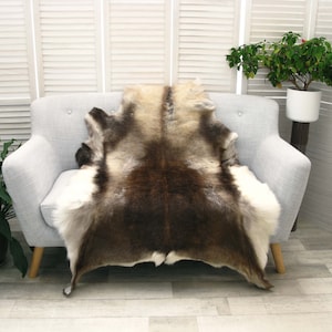 Genuine Scandinavian Reindeer Hide Rug Massive Real Reindeer Skin Pelt Sofa Floor Cover R521