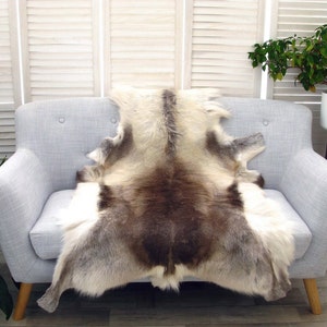 Genuine Scandinavian Reindeer Hide Rug Massive Real Reindeer Skin Pelt Sofa Floor Cover R520