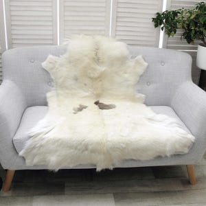 Genuine Scandinavian WHITE ALBINO REINDEER Hide Rug Massive Real Reindeer Skin Pelt Sofa Floor Cover R522