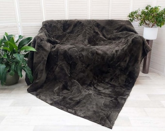 Warm Grey Fleece LAMBSKIN SHEEPSKIN THROW Luxury Soft Patchwork Blanket Floor Bed Cover BT20