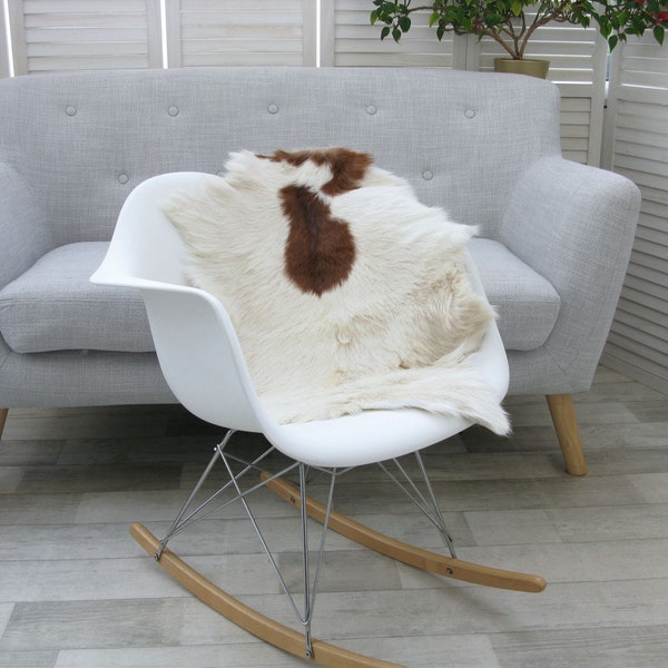 GOAT RUG HIDE Genuine Real Soft Dense Fur Natural Rug Chair Sofa Floor Cover Go326