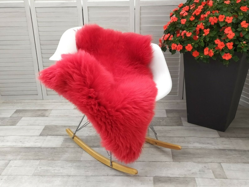 RED THICK sheepskin rug Luxury genuine single British Etsy