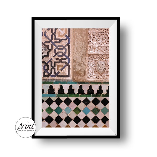 Spain Decor, Printable Wall Art, Granada Tiles Photography, Spain Travel Photo, Instant Download, Mediterranean Print, Spanish Tiles Print