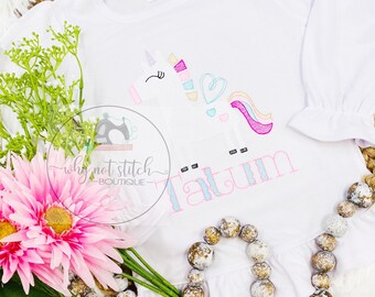 Unicorn Heart personalized Girls Embroidery Shirt