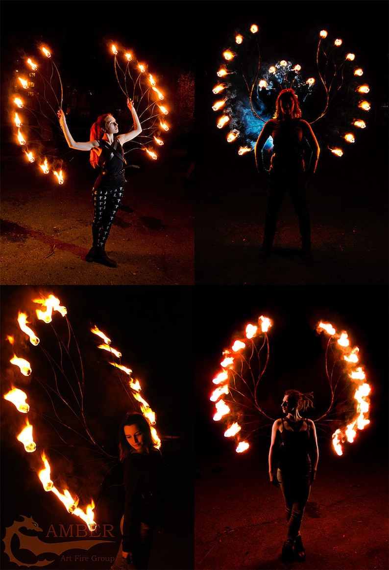 Big fire wings performance wings fire show wings flow art Etsy
