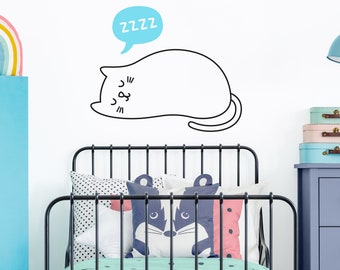 Cat Wall Decal - Nursery Decal, Kids Room Decor, Nursery Decor, Cute Cat Wall Sticker, Kids Wall Art, Nursery Wall Decor, Cat Lover Gift