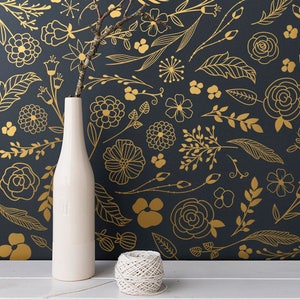 Botanical Wall Decals - Modern Vinyl Decal Set, Flower Blossoms, Leaf ...