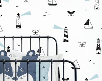 Lighthouse Wall Decals - Ocean Decals, Beach Decor, Nautical Decor, Nursery Decor, Wall Stickers, Kids Room Decor, Wall Art, Gift for Home