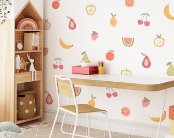 Fruit Wall Decals - Nursery Decor, Watercolor Fruit Wall Art, Kids Wall Decal, Reusable and Removable Wall Stickers