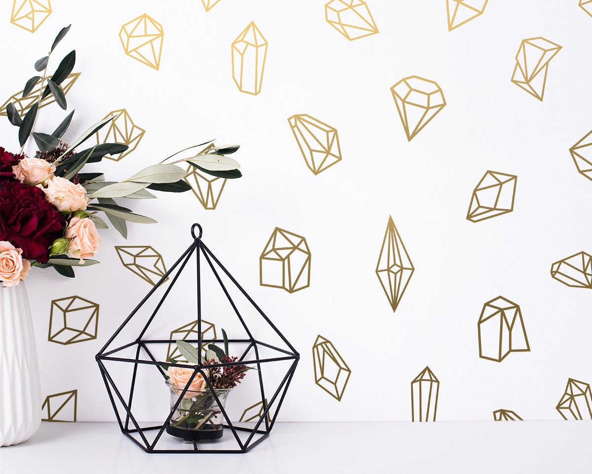 Geometric Shapes & Gems Wall Decal 50 Modern Vinyl Decals Etsy