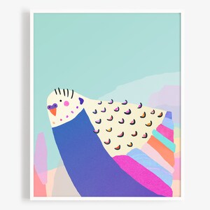 Parakeet Art Print - Budgie Wall Art, Kids Room Art, Nursery Wall Decor, Colorful Home Decor