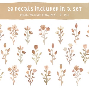Flower Wall Decals - Boho Nursery Decor, Watercolor Floral Wall Art ...