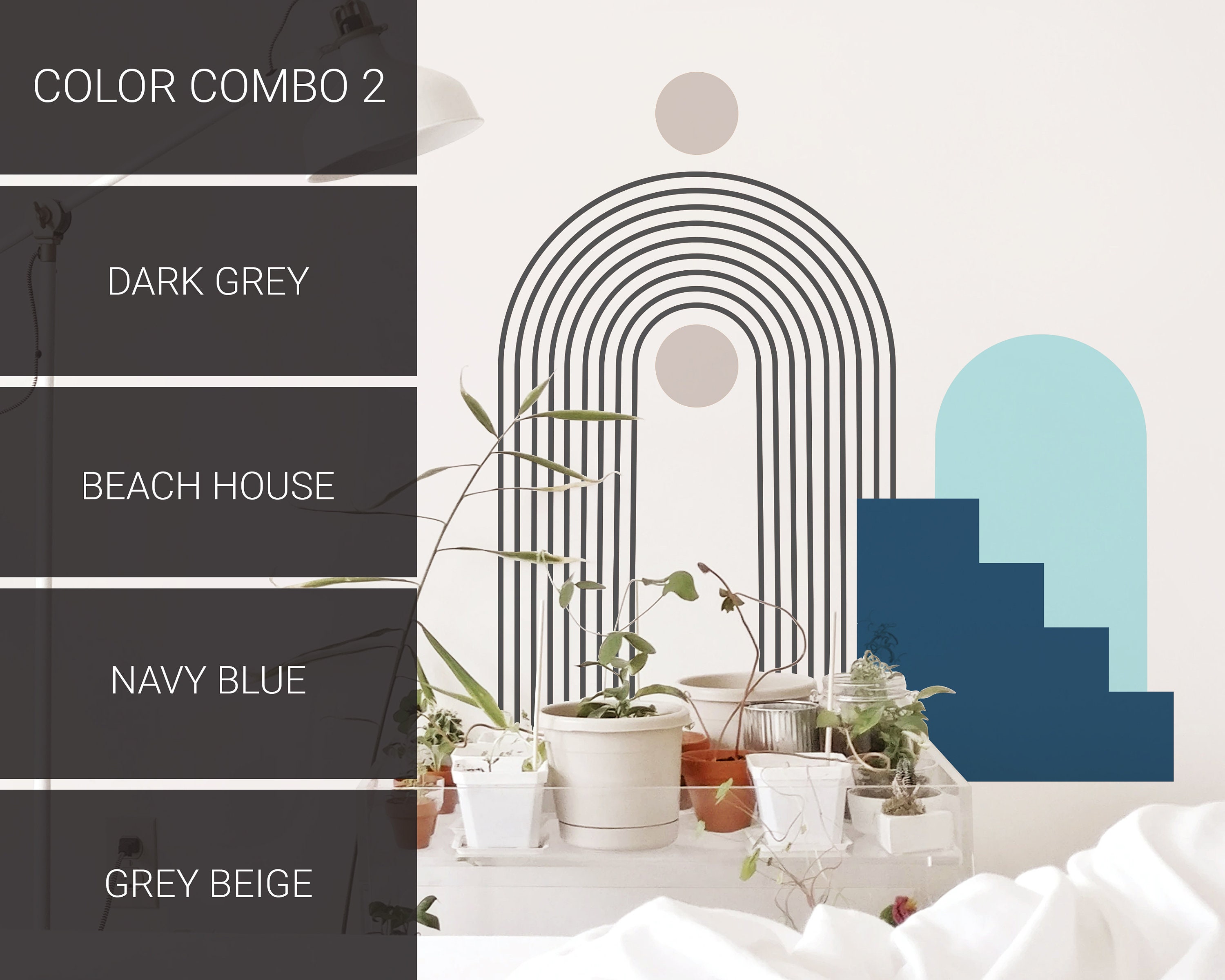 Boho Colorblock Wall Decals - Removable Wall Stickers, Modern Wall Art ...