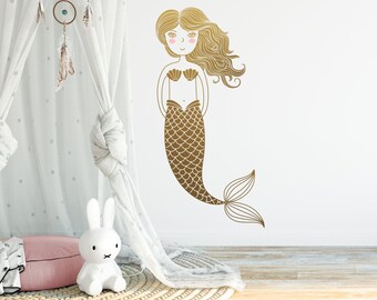 Mermaid Wall Decal | Kids Room Decal, Nursery Decal, Mermaid Decor ...