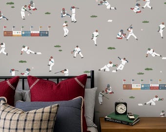 Baseball Wall Decals - Removable, Reusable Wall Stickers - Sports Nursery Wall Decor, Kids Room Art, Boy Bedroom Decor