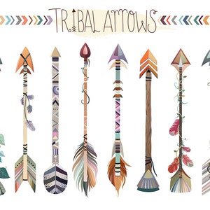 Tribal Arrows Clipart - Set of Vector, PNG & JPG Files - Hand Drawn, Unique, Cute and Trendy Clip Art Download
