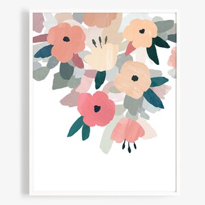 Floral Art Print - Abstract Wall Art, Kids Room Art, Boho Nursery Wall Decor, Flower Art Print