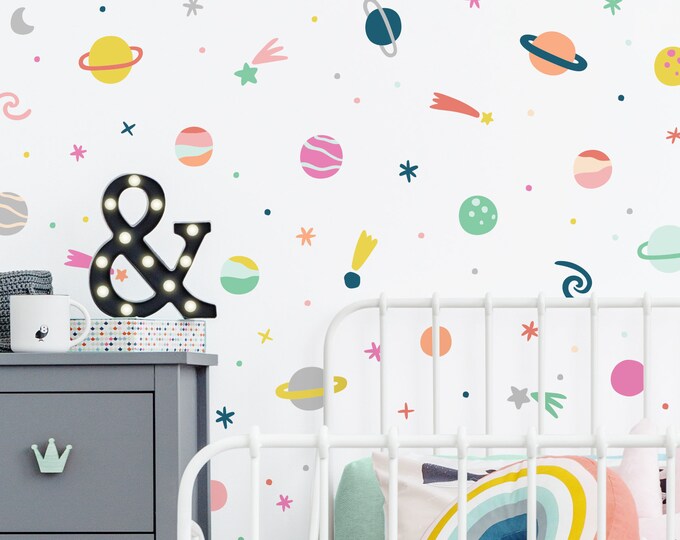 Outer Space Wall Decals Reusable Wall Decals Nursery Decor Etsy