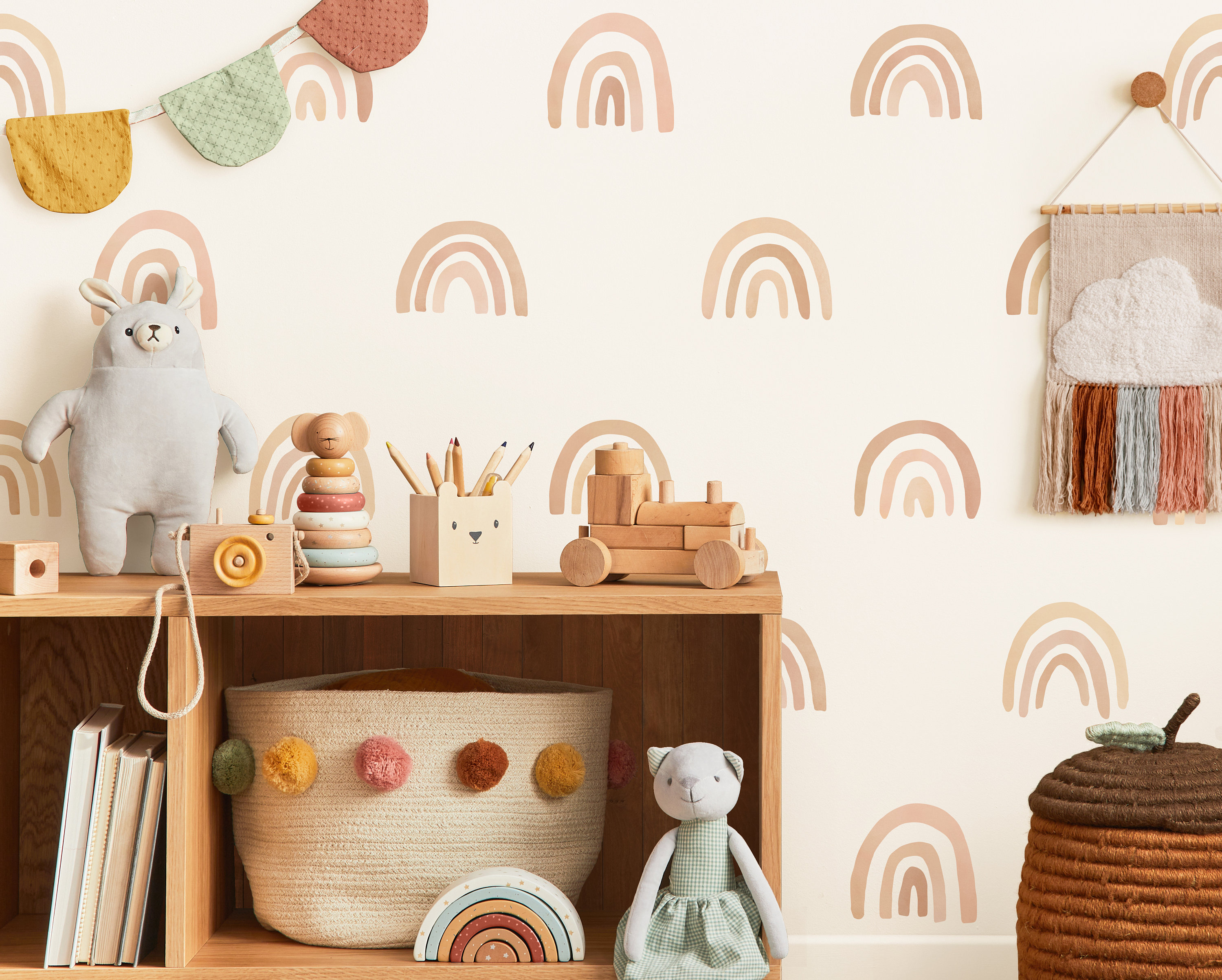 Watercolor Boho Rainbow Wall Decals - Neutral Nursery Wall Decor, Kids ...