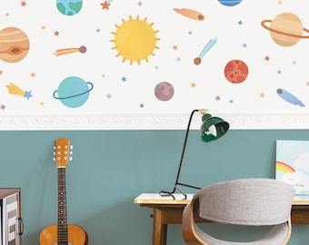 Space Wall Decals - Reusable Wall Decals, Solar System Nursery Decor, Kids Room Art, Star Wall Decals