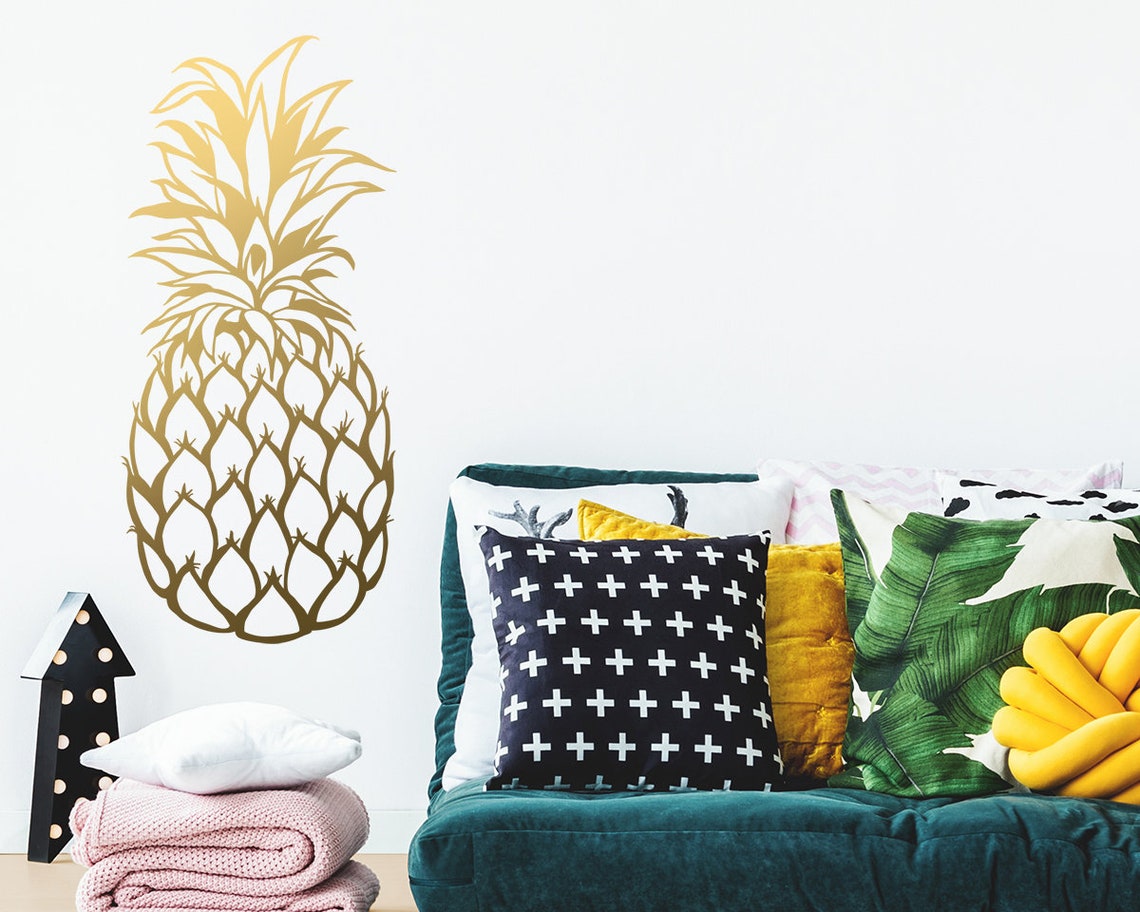Pineapple Wall Decal Large Wall Decal Gold Vinyl Decals | Etsy