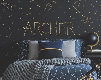 Custom Name Vinyl Decal, Personalized Name Vinyl Decal, Personalized Kids Name, Custom Kids Name, Custom Nursery Decal, Constellations Decal