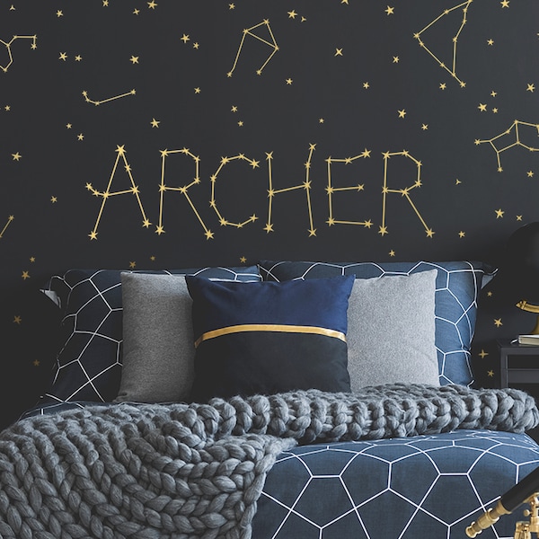 Custom Name Vinyl Decal, Personalized Name Vinyl Decal, Personalized Kids Name, Custom Kids Name, Custom Nursery Decal, Constellations Decal