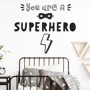 Superhero Wall Decal - Nursery Wall Sticker, Superhero Bedroom Decor, Kids Wall Decor, Boys Room Wall Quote, Nursery Sign