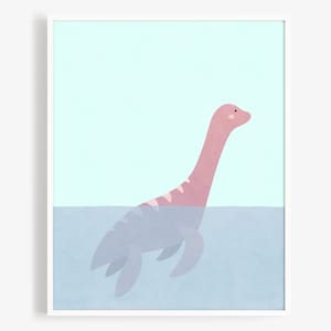 Loch Ness Monster Art Print - Nessie Wall Art, Kids Room Art, Nursery Wall Decor, Mythical Art Print