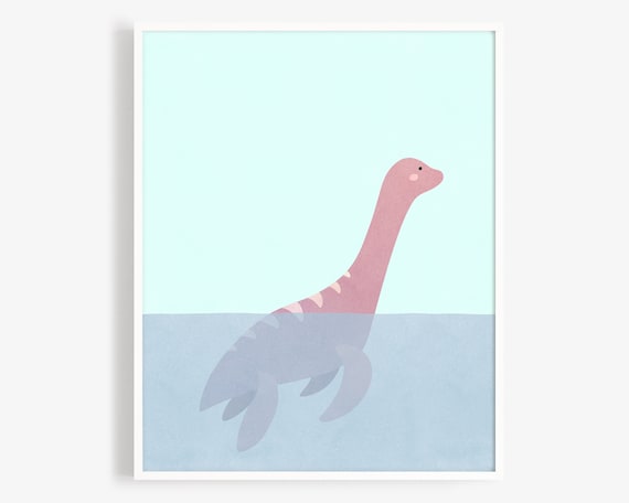 Loch Ness Monster Art Print - Nessie Wall Art, Kids Room Art, Nursery Wall Decor, Mythical Art Print